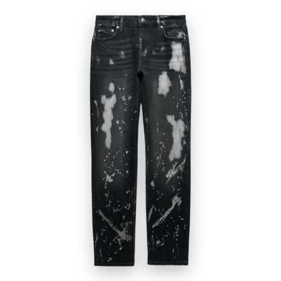 Zara Bleached Jeans Distressed Denim Gray Slim Fit Mid Rise US 0 BNWT - Picture 1 of 10